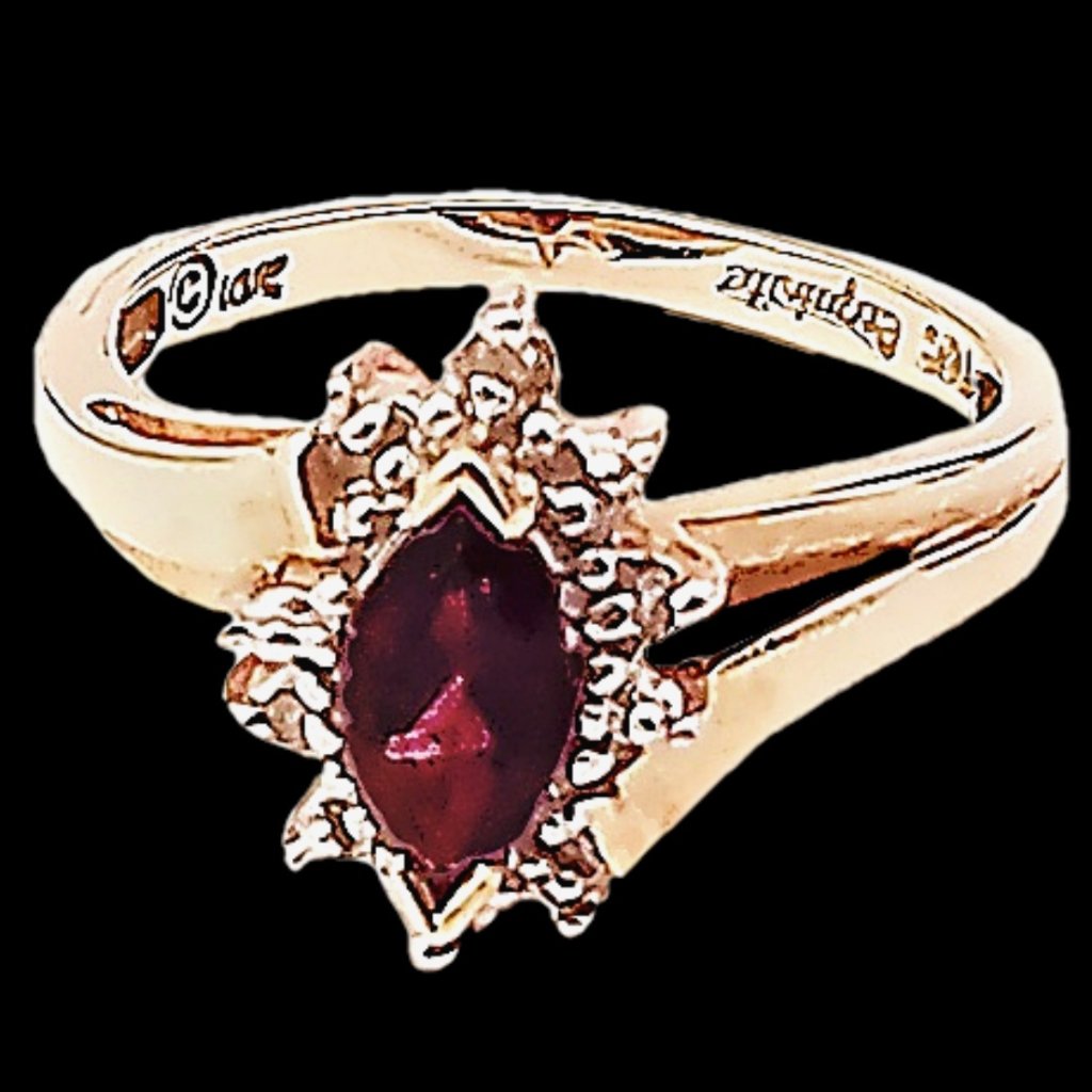 10k Yellow Gold Amethyst And Diamond Ring